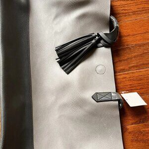 Women’s Gray & Black Tote Handbag – Faux Leather